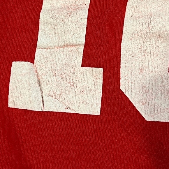 Vintage 1980s Austin Football Red Crewneck Pullover 80s Sweatshirt - Picture 3 of 6
